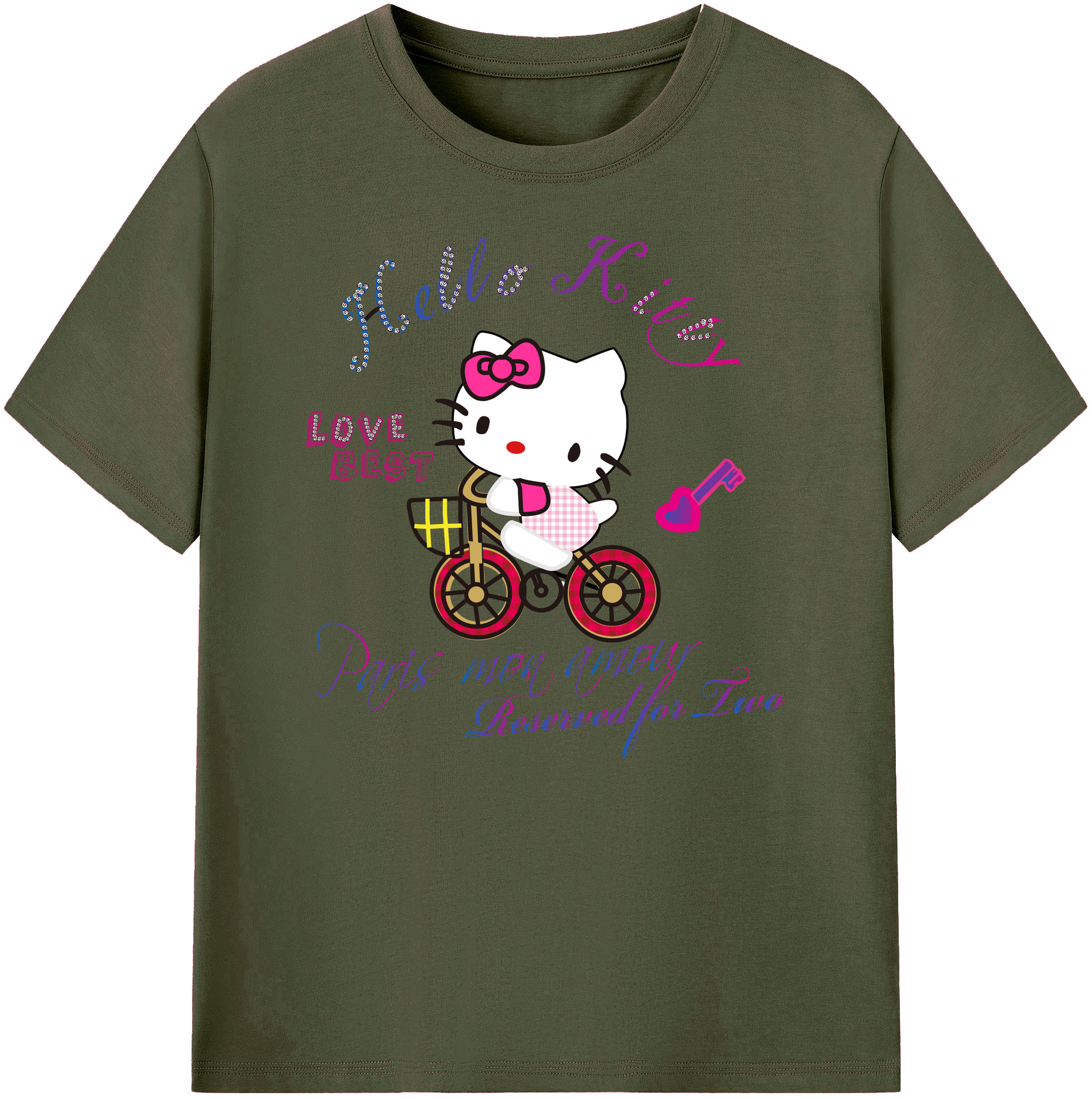 （画像用） Hello Kitty ハローキティ 綿100％ メンズ半袖Tシャツ｜肌触りやわらか＆通気性